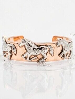 🐎▪️ Piper K▪️ Stunning  Silver Horse Hinged Gold and Gold Tone Bracelet